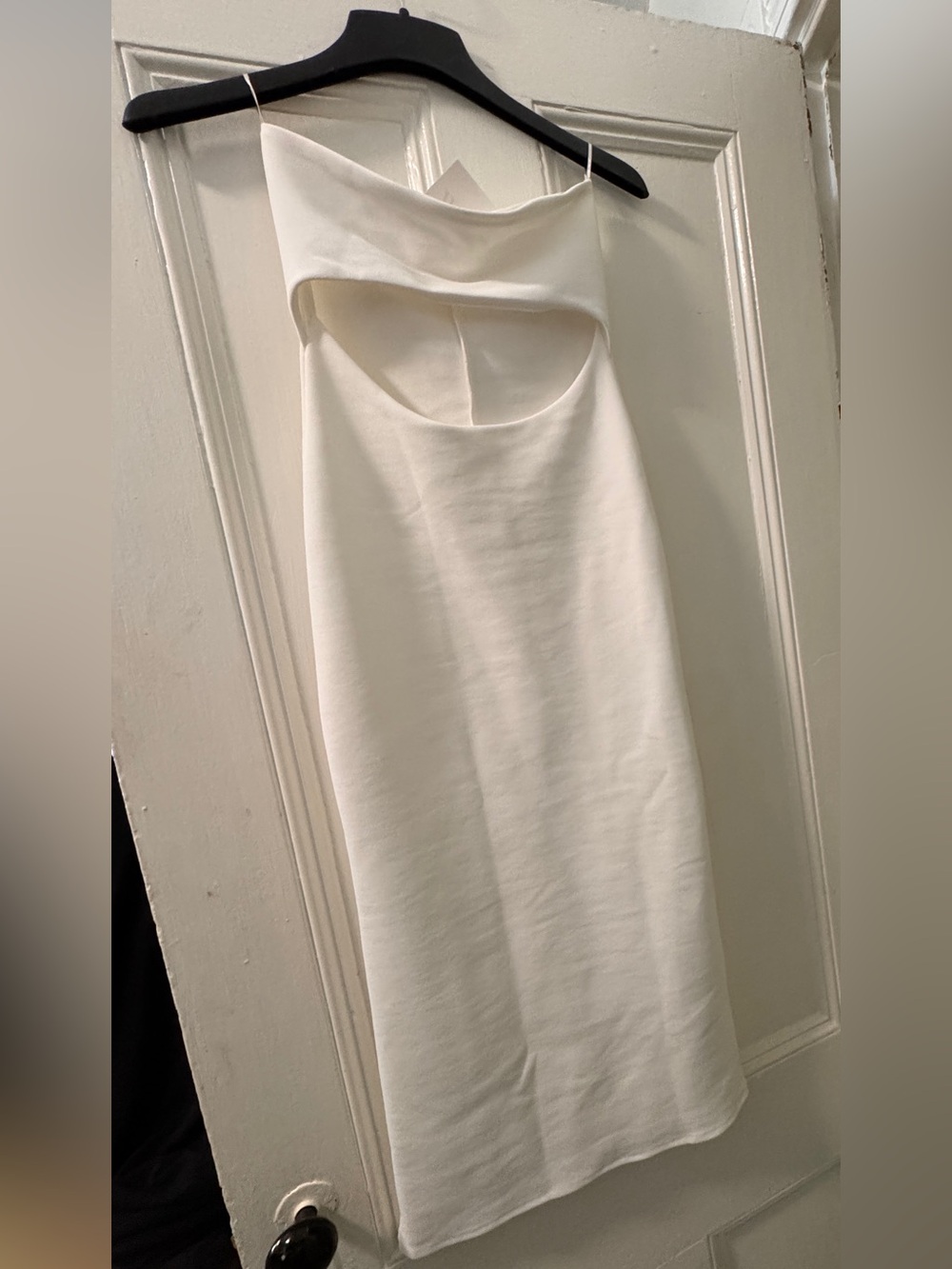 Zara Strapless White Cutout Midi Dress